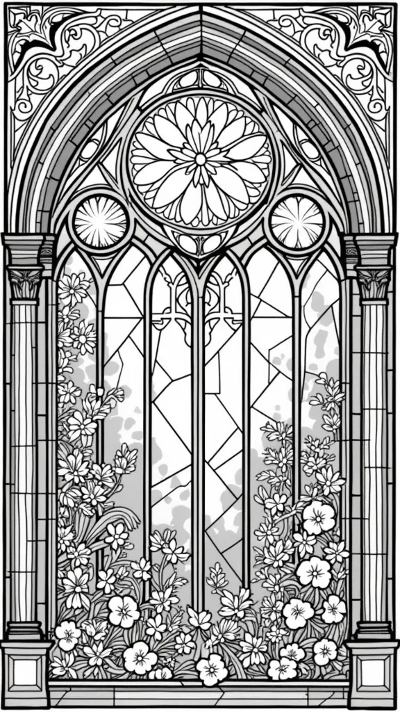 printable stained glass window coloring pages